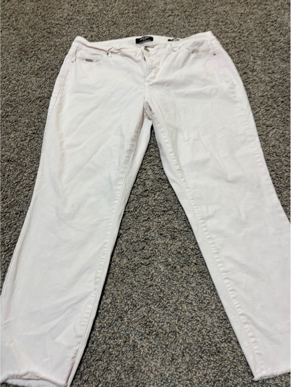 Nine West Jeans 16W White Denim Ankle Pants Raw Fray Hem Stretch Plus Size